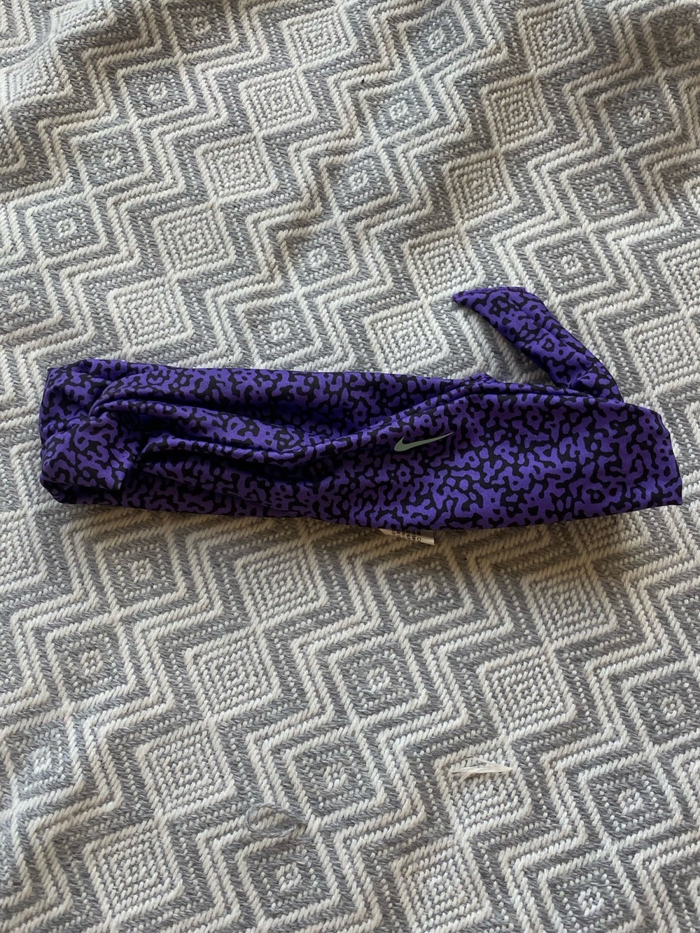Nike Purple Black Printed Tie Headband Dri-FIT Athletic Running